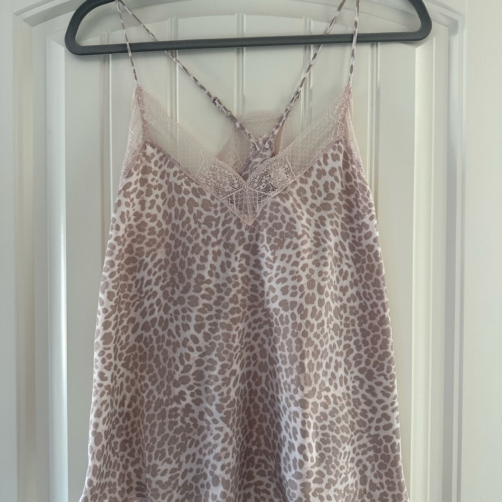 Leopard Print Lace Trim Cami Top